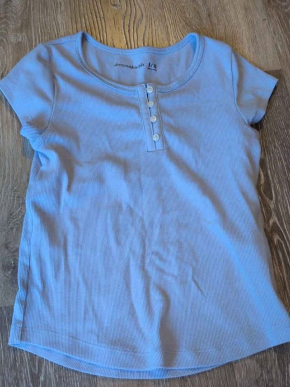 Abercrombie Kids Blue Ribbed Henley Shirt Size 9/10